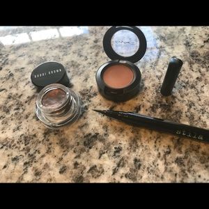 Stila Black Liquid Liner, MAC shadow, Bobbi Bronze